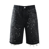 Purple Brand Crystal Diamond Denim Shorts #5103